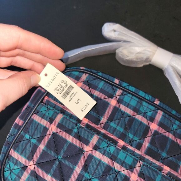 New Talbots Plaid Quilted Crossbody Purse - Picture 7 of 12